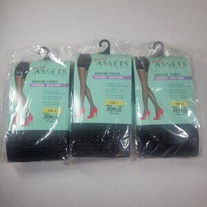 Lot of 3 Assets by Spanx Shaping Tights Textured Wish Bone Black Size 3 NWT